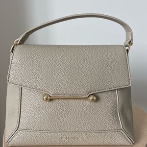 Bostanten Elegant Top-Handle Leather Satchel in Light Taupe